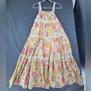 American Eagle Midi Dress XS Boho Tiered Midi Sundress Cottage Core Lined Flowy